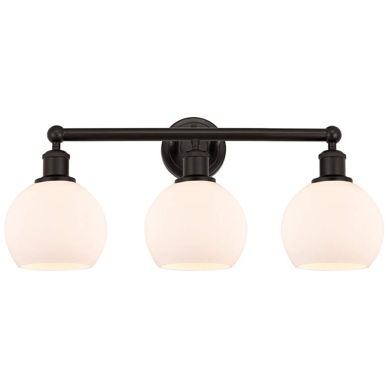 Image 1 Athens 24" 3-Light Oil Rubbed Bronze Bath Light w/ Matte White Shade