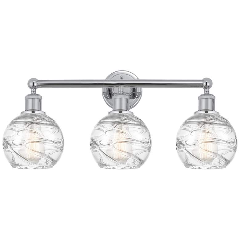 Image 1 Athens 24" 3-Light Polished Chrome Bath Light w/ Clear Deco Swirl Shad