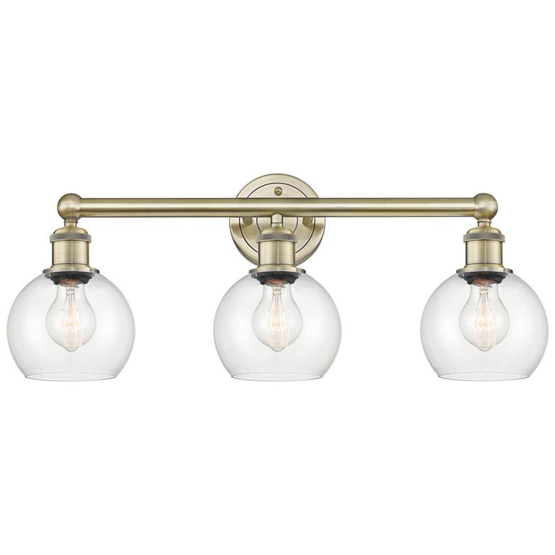 Image 1 Athens 24" Wide 3 Light Antique Brass Bath Vanity Light With Clear Sha