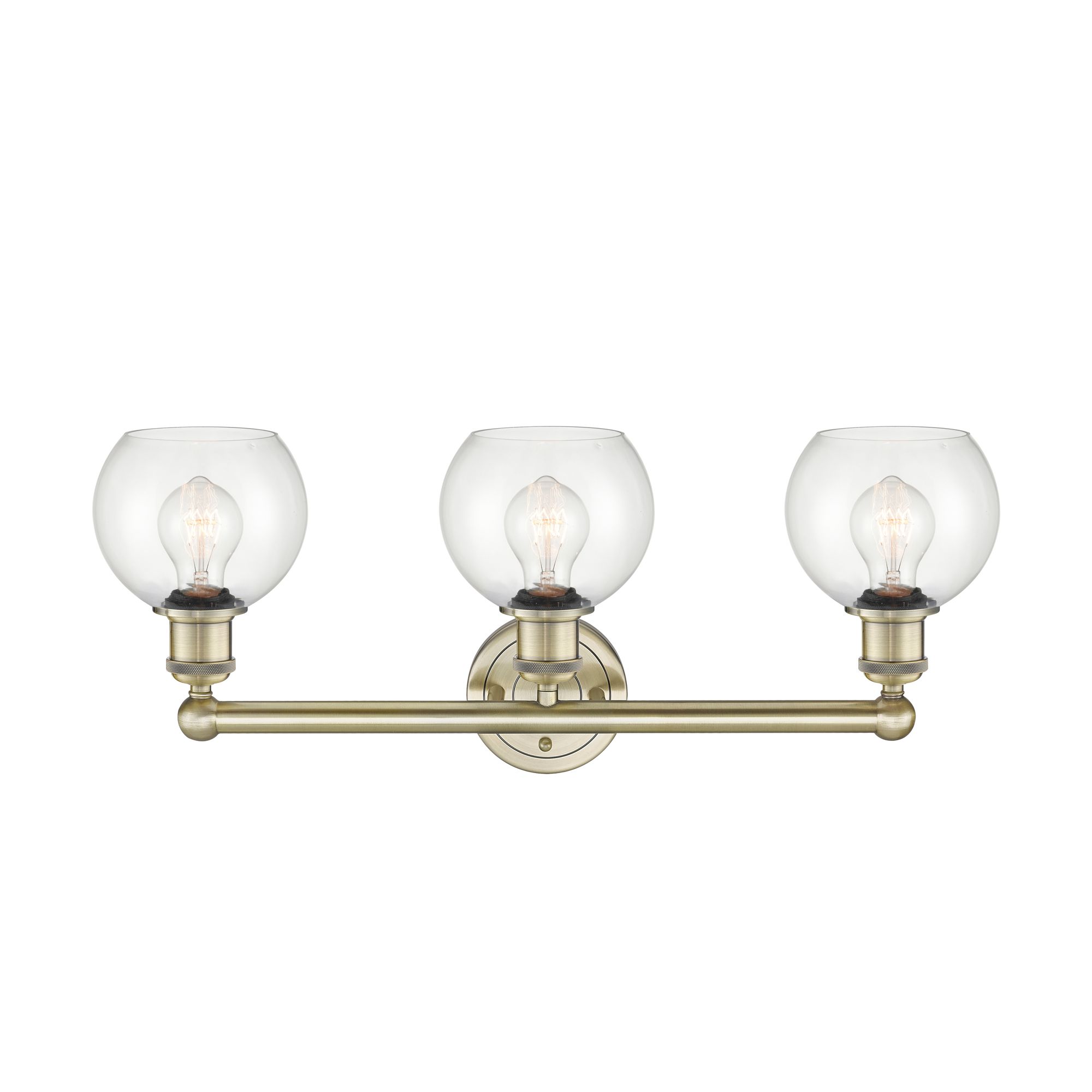 Image 2 Athens 24" Wide 3 Light Antique Brass Bath Vanity Light With Clear Sha more views