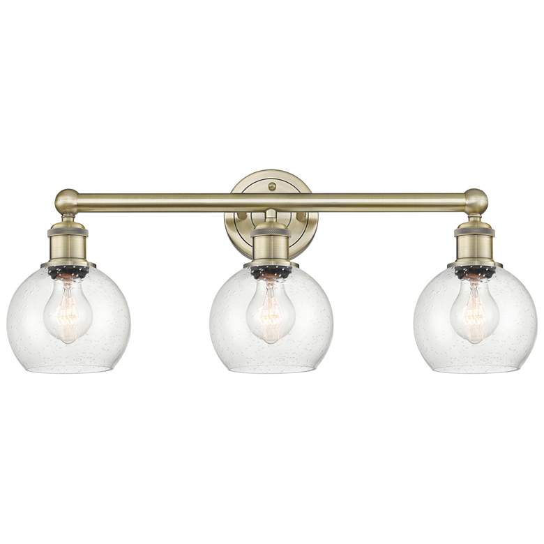 Image 1 Athens 24" Wide 3 Light Antique Brass Bath Vanity Light With Seedy Sha