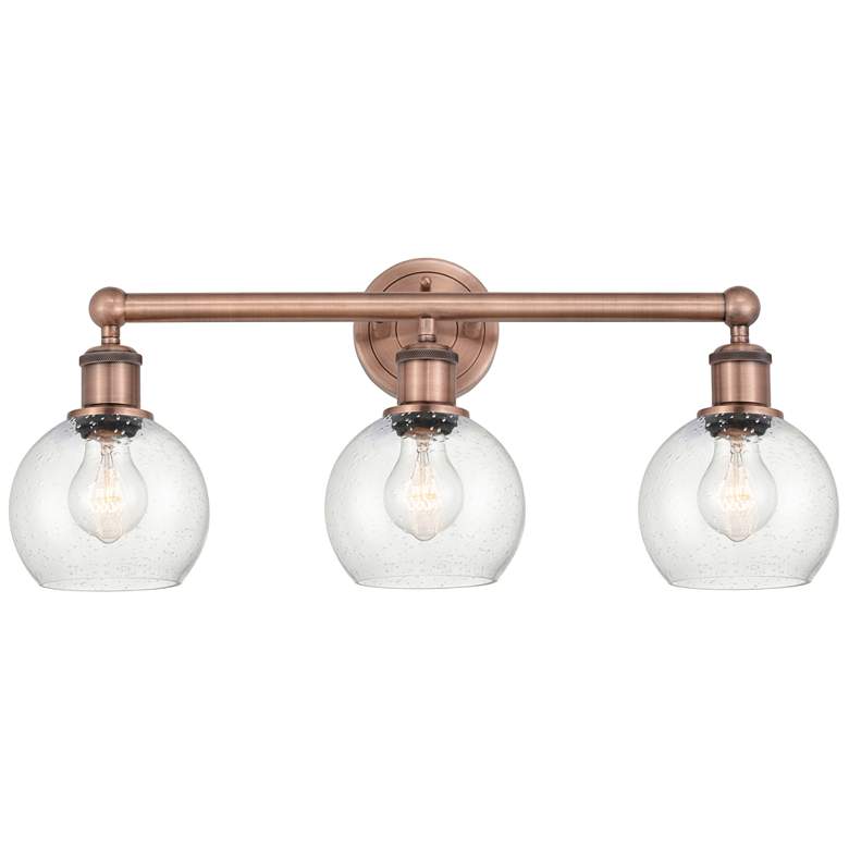 Image 1 Athens 24" Wide 3 Light Antique Copper Bath Vanity Light With Seedy Sh