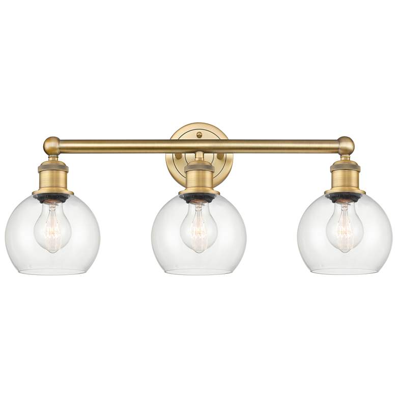 Image 1 Athens 24" Wide 3 Light Brushed Brass Bath Vanity Light With Clear Sha