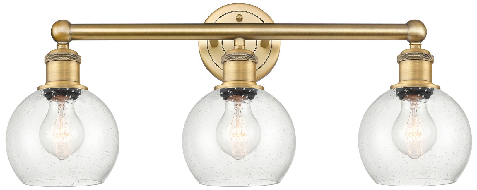 Athens 24" Wide 3 Light Brushed Brass Bath Vanity Light With Seedy Sha