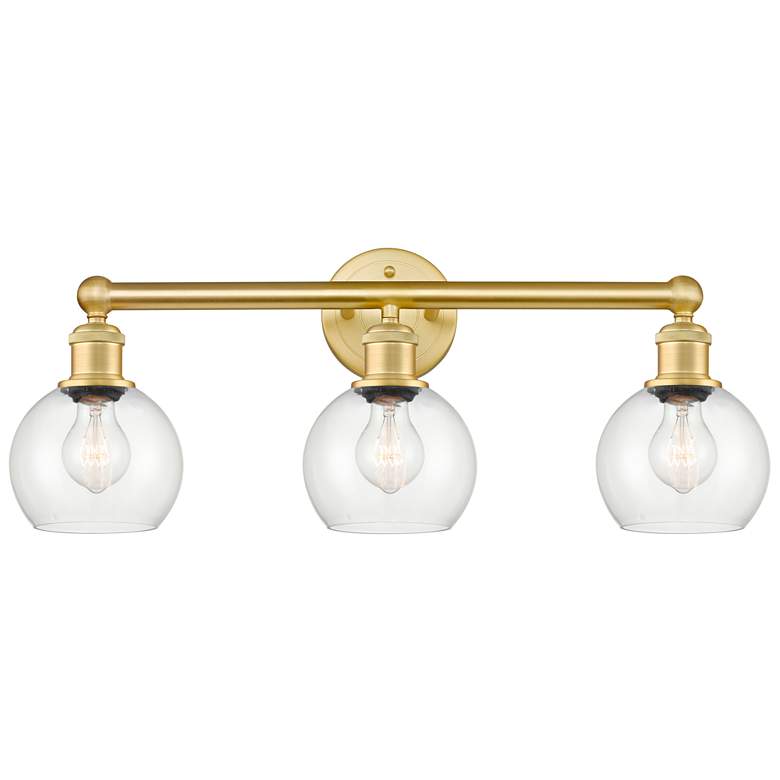 Image 1 Athens 24" Wide 3 Light Satin Gold Bath Vanity Light With Clear Shade