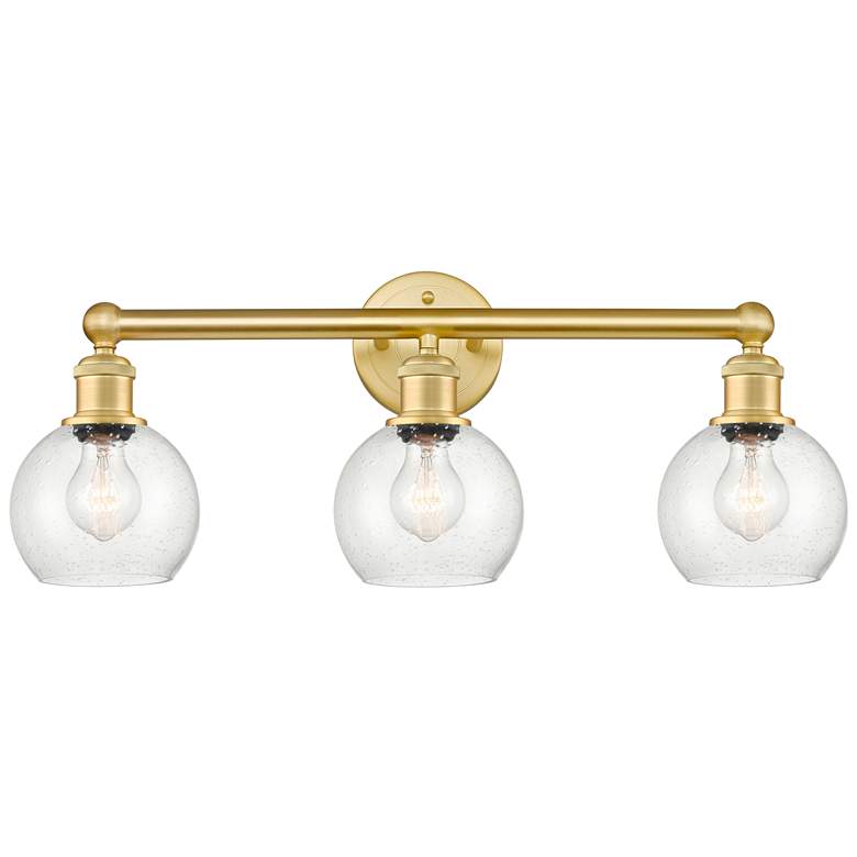 Image 1 Athens 24" Wide 3 Light Satin Gold Bath Vanity Light With Seedy Shade