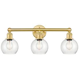 Image1 of Athens 24" Wide 3 Light Satin Gold Bath Vanity Light With Seedy Shade