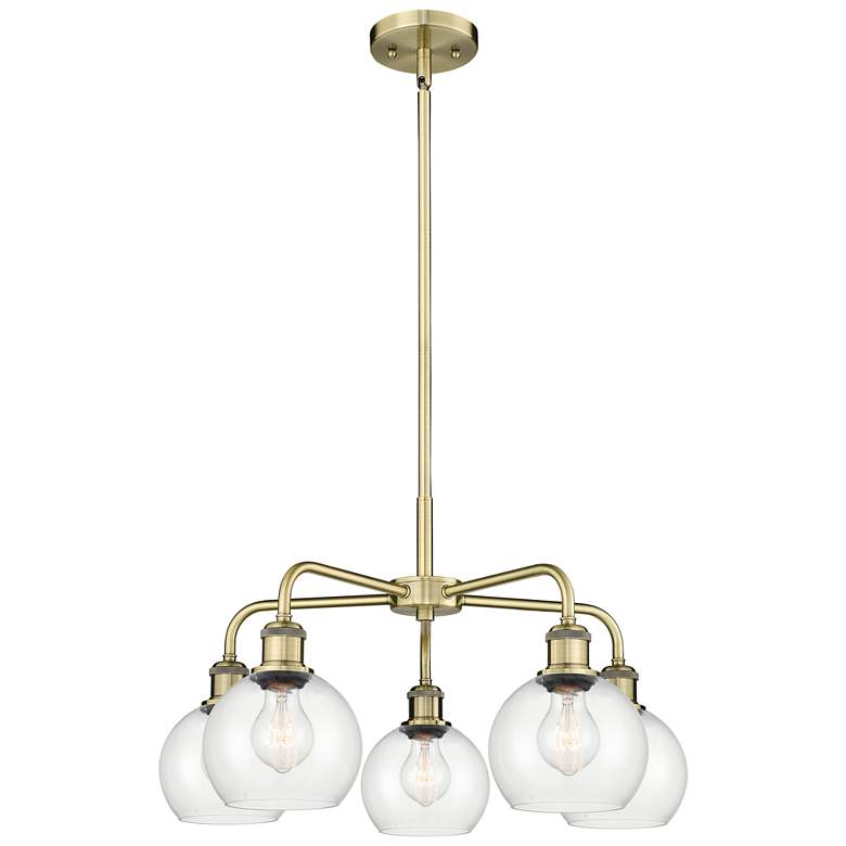 Image 1 Athens 24" Wide 5 Light Antique Brass Stem Hung Chandelier With Clear
