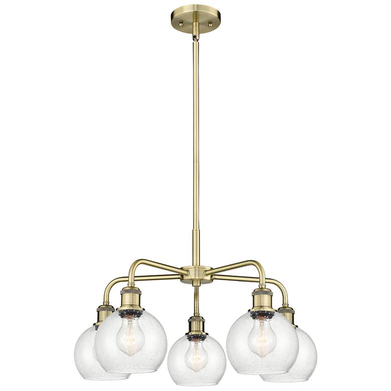 Image 1 Athens 24" Wide 5 Light Antique Brass Stem Hung Chandelier With Seedy