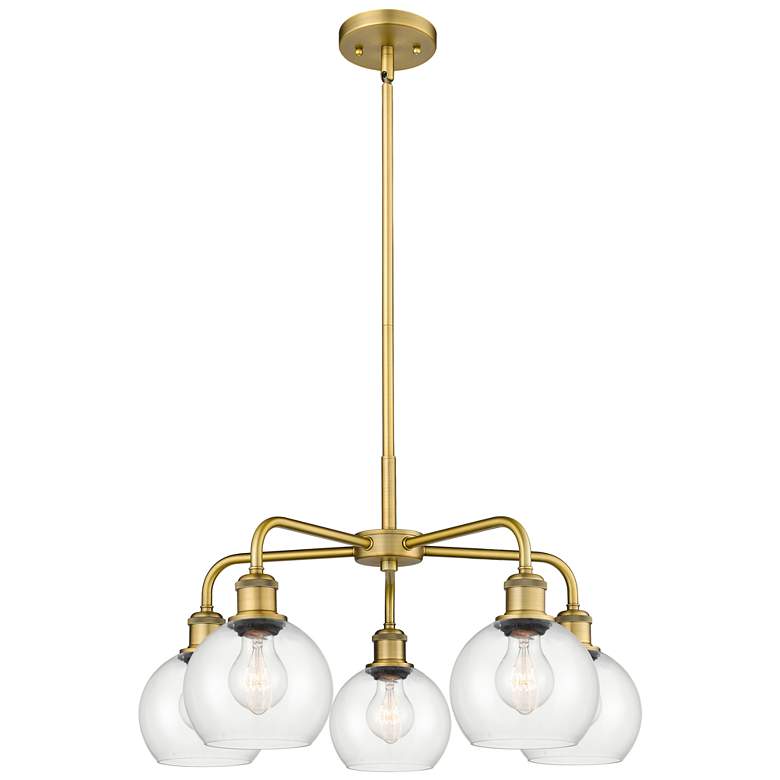 Image 1 Athens 24" Wide 5 Light Brushed Brass Stem Hung Chandelier With Clear