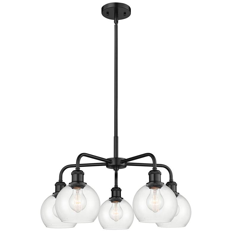 Image 1 Athens 24" Wide 5 Light Matte Black Stem Hung Chandelier With Clear Sh