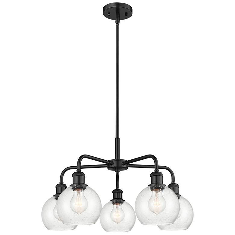 Image 1 Athens 24" Wide 5 Light Matte Black Stem Hung Chandelier With Seedy Sh