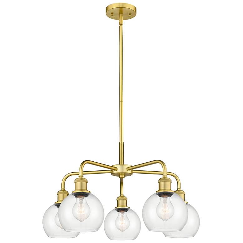 Image 1 Athens 24" Wide 5 Light Satin Gold Stem Hung Chandelier With Clear Sha