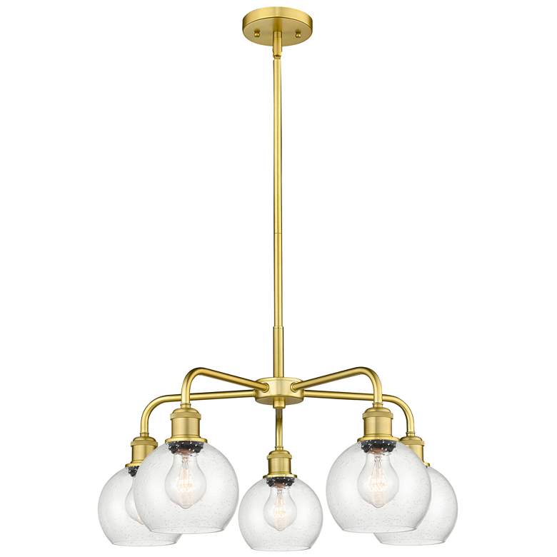 Image 1 Athens 24" Wide 5 Light Satin Gold Stem Hung Chandelier With Seedy Sha