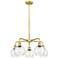 Athens 24" Wide 5 Light Satin Gold Stem Hung Chandelier With Seedy Sha
