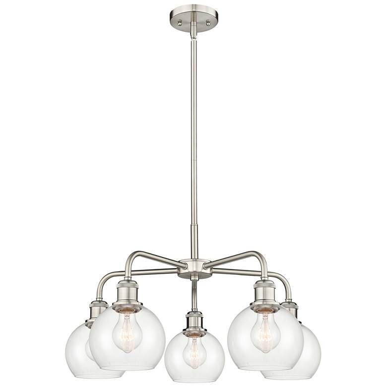 Image 1 Athens 24" Wide 5 Light Satin Nickel Stem Hung Chandelier With Clear S