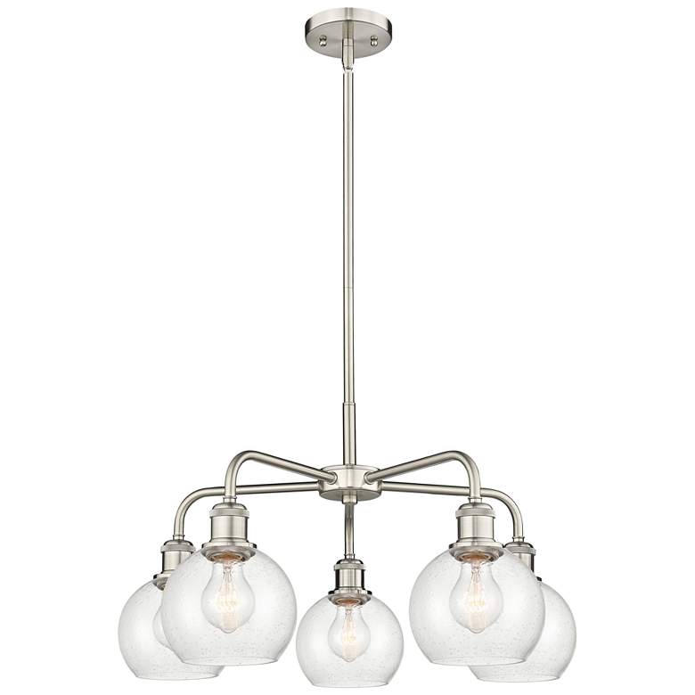 Image 1 Athens 24 inch Wide 5 Light Satin Nickel Stem Hung Chandelier With Seedy S
