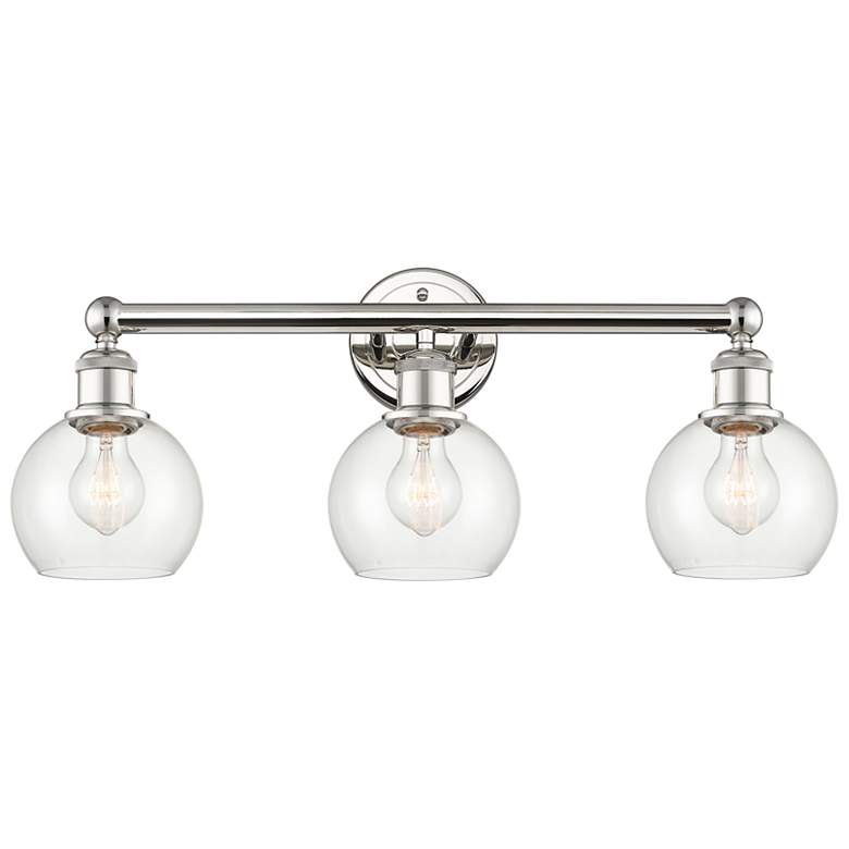 Image 1 Athens 24" Wide Polished Nickel and Clear 3-Light Bath Light