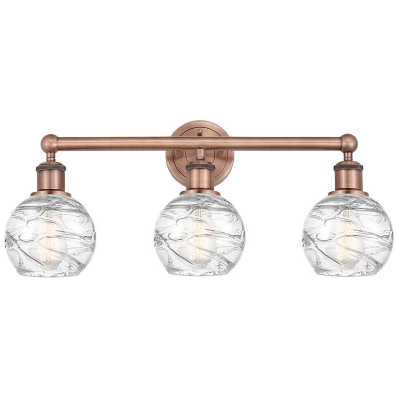 Image 1 Athens 24"W 3 Light Antique Copper Bath Light With Clear Deco Swirl Sh