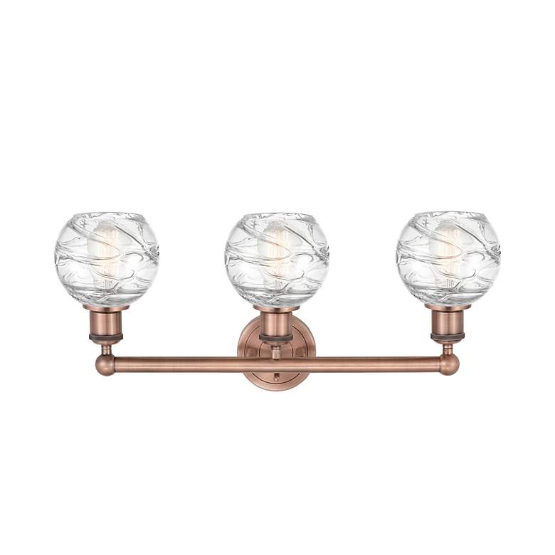 Image 2 Athens 24"W 3 Light Antique Copper Bath Light With Clear Deco Swirl Sh more views