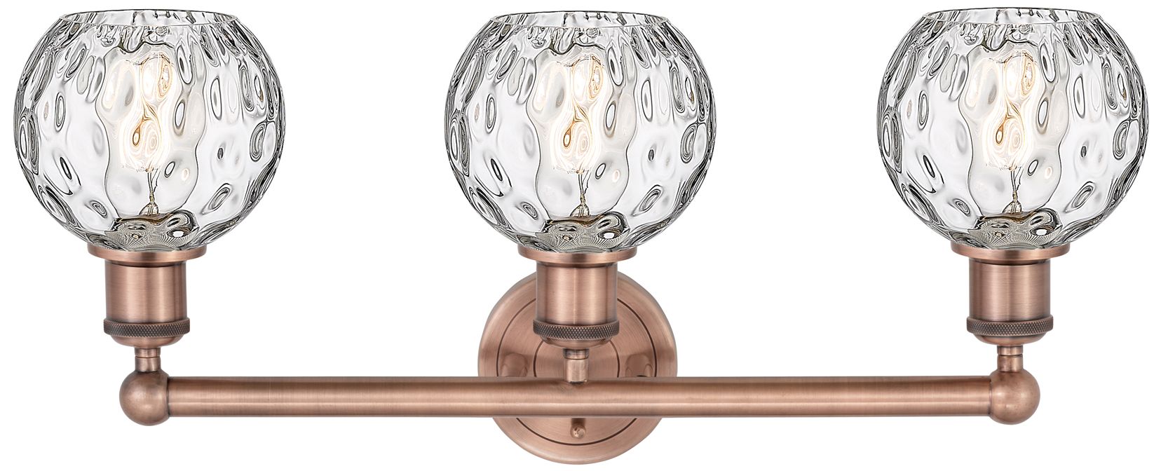 Image 2 Athens 24"W 3 Light Antique Copper Bath Light With Clear Water Glass S more views