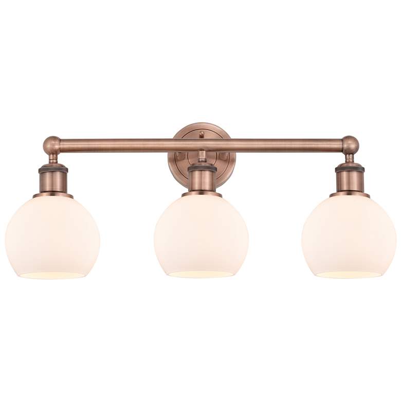 Image 1 Athens 24"W 3 Light Antique Copper Bath Vanity Light With Matte White