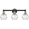 Athens 24"W 3 Light Black Antique Brass Bath Light With Deco Swirl Sha