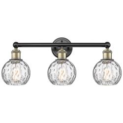 Athens 24&quot;W 3 Light Black Antique Brass Bath Light With Water Glass Sh