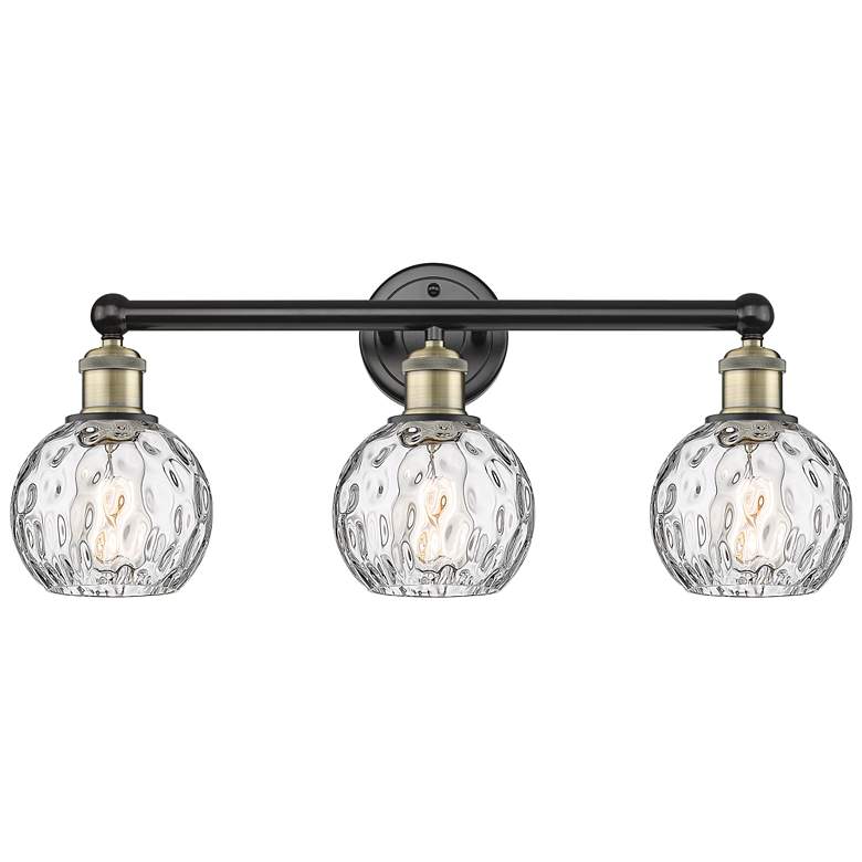 Image 1 Athens 24"W 3 Light Black Antique Brass Bath Light With Water Glass Sh