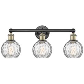 Athens 24"W 3 Light Black Antique Brass Bath Light With Water Glass Sh Athens 24"W 3 Light Black Antique Brass Bath Light With Water Glass Sh