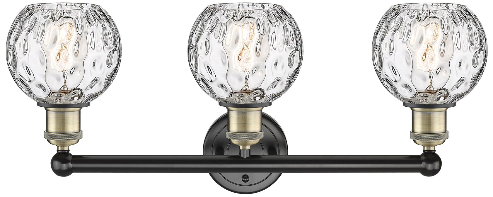 Image 2 Athens 24"W 3 Light Black Antique Brass Bath Light With Water Glass Sh more views