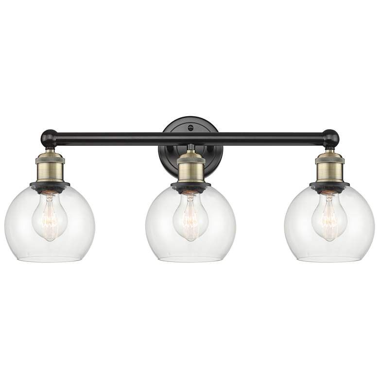 Image 1 Athens 24"W 3 Light Black Antique Brass Bath Vanity Light With Clear S