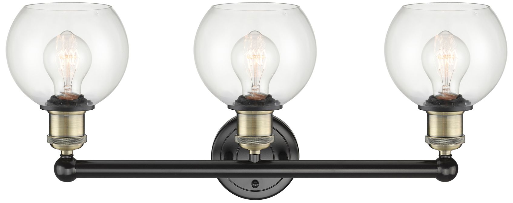 Image 2 Athens 24"W 3 Light Black Antique Brass Bath Vanity Light With Clear S more views