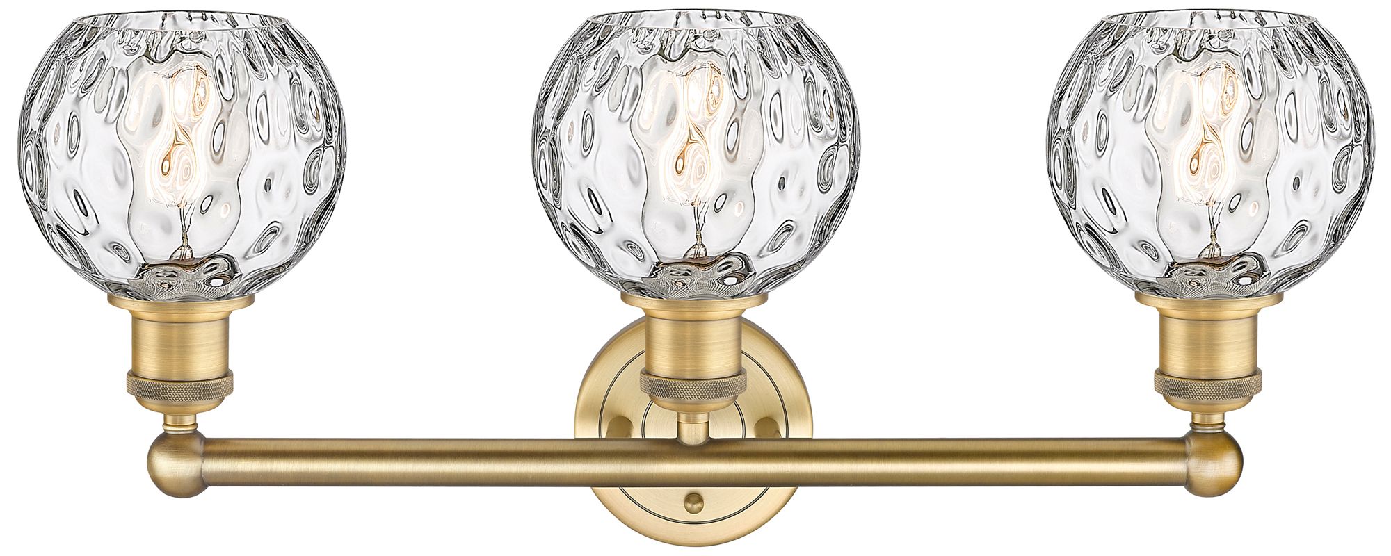 Image 2 Athens 24"W 3 Light Brushed Brass Bath Light With Clear Water Glass Sh more views