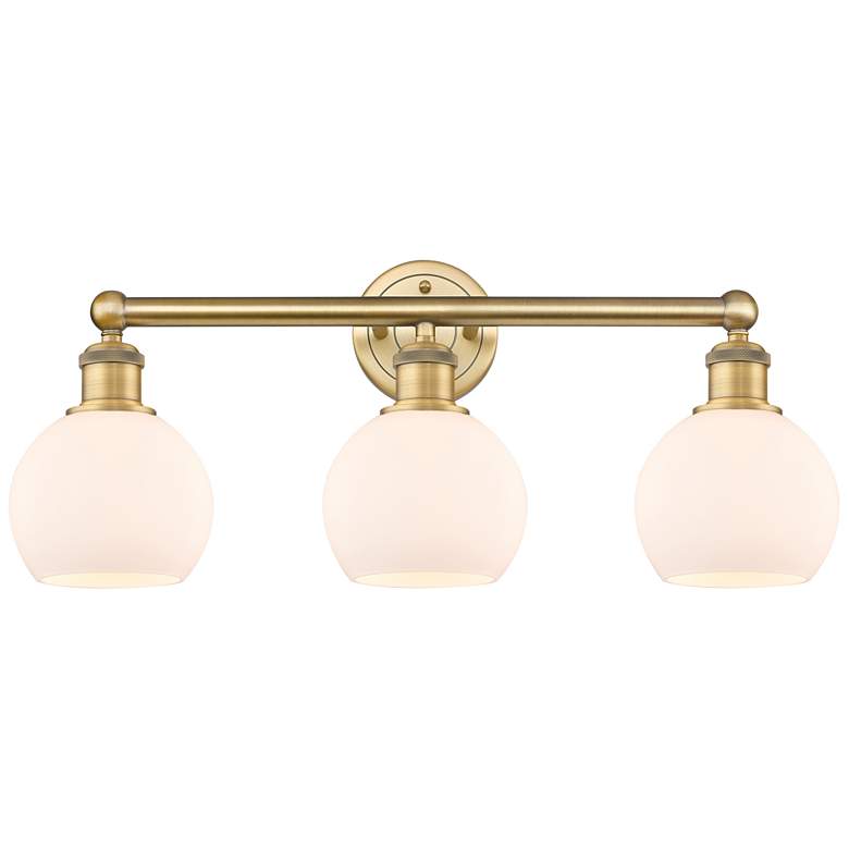 Image 1 Athens 24"W 3 Light Brushed Brass Bath Vanity Light With Matte White S