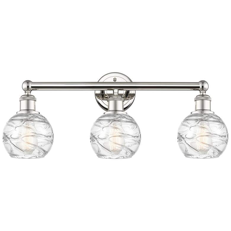 Image 1 Athens 24 inchW 3 Light Polished Nickel Bath Light With Clear Deco Swirl S