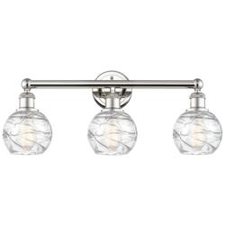 Athens 24&quot;W 3 Light Polished Nickel Bath Light With Clear Deco Swirl S