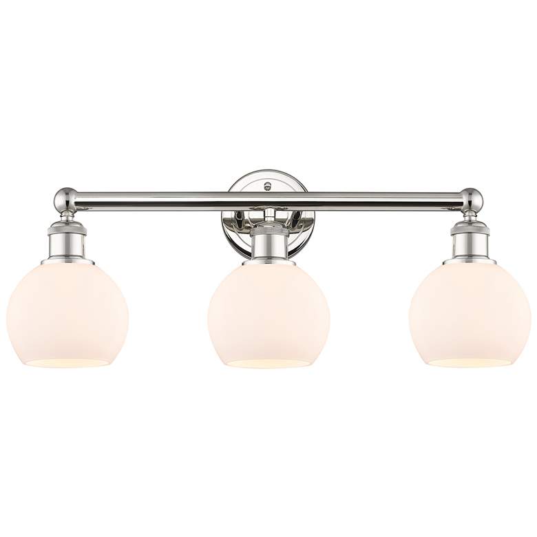 Image 1 Athens 24"W 3 Light Polished Nickel Bath Vanity Light With White Shade