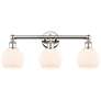 Athens 24"W 3 Light Polished Nickel Bath Vanity Light With White Shade