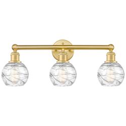 Athens 24&quot;W 3 Light Satin Gold Bath Light With Clear Deco Swirl Shade