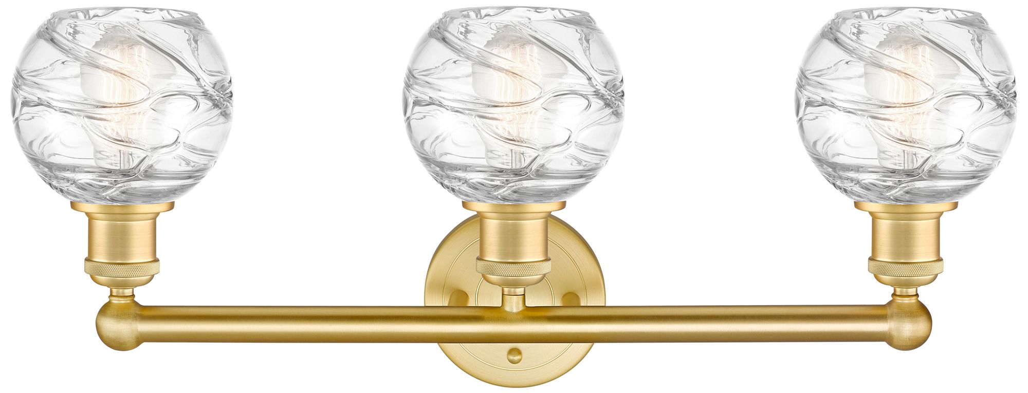 Image 2 Athens 24"W 3 Light Satin Gold Bath Light With Clear Deco Swirl Shade more views