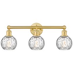 Athens 24&quot;W 3 Light Satin Gold Bath Light With Clear Water Glass Shade