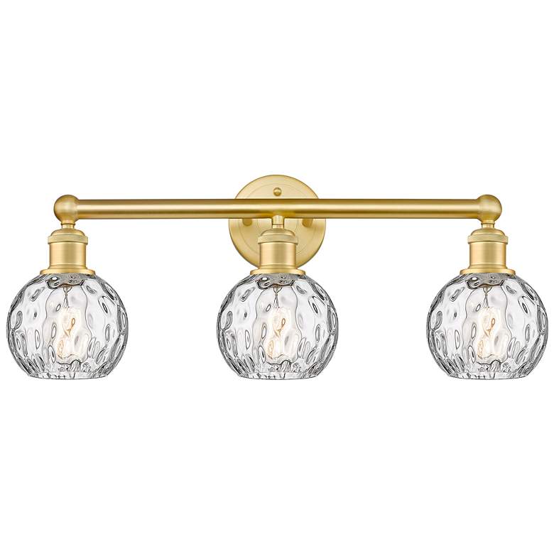 Image 1 Athens 24"W 3 Light Satin Gold Bath Light With Clear Water Glass Shade
