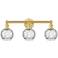Athens 24"W 3 Light Satin Gold Bath Light With Clear Water Glass Shade
