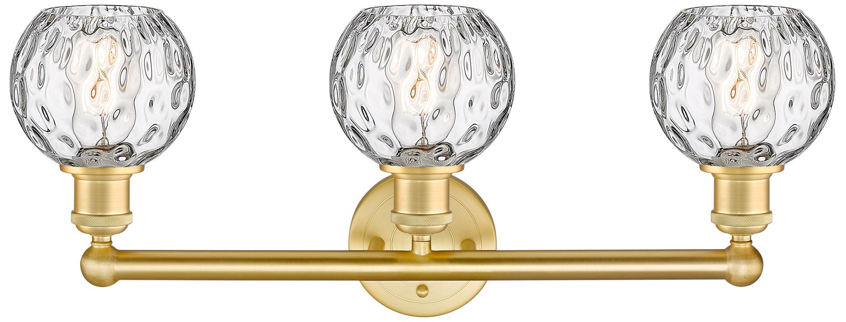 Image 2 Athens 24"W 3 Light Satin Gold Bath Light With Clear Water Glass Shade more views