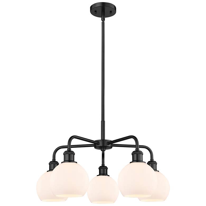 Image 1 Athens 24"W 5 Light Matte Black Stem Hung Chandelier With Matte White
