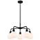 Athens 24"W 5 Light Matte Black Stem Hung Chandelier With Matte White