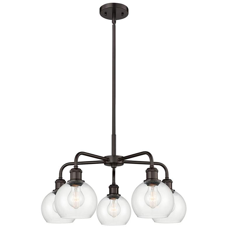 Image 1 Athens 24"W 5 Light Oil Rubbed Bronze Stem Hung Chandelier With Clear