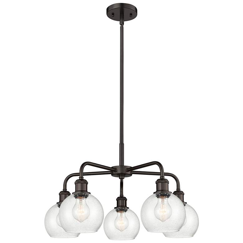 Image 1 Athens 24 inchW 5 Light Oil Rubbed Bronze Stem Hung Chandelier With Seedy 