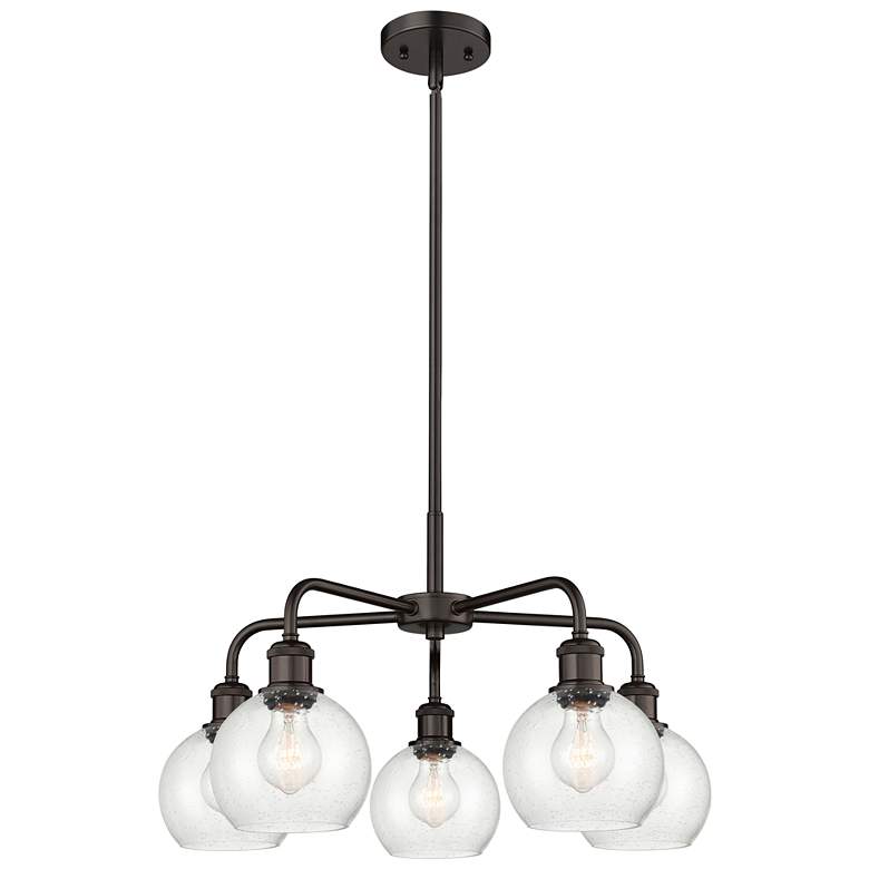 Image 1 Athens 24"W 5 Light Oil Rubbed Bronze Stem Hung Chandelier With Seedy